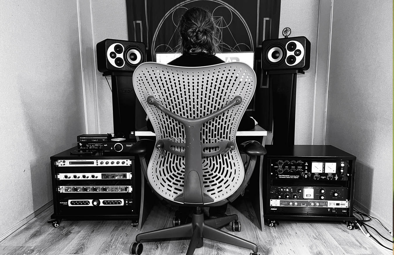 An image of Alastair working in the DeepBeat Audio studio